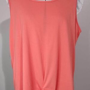 NWOT 2X Ultra Teeze Coral Blouse Gathered Front Sleeveless Womens C4045